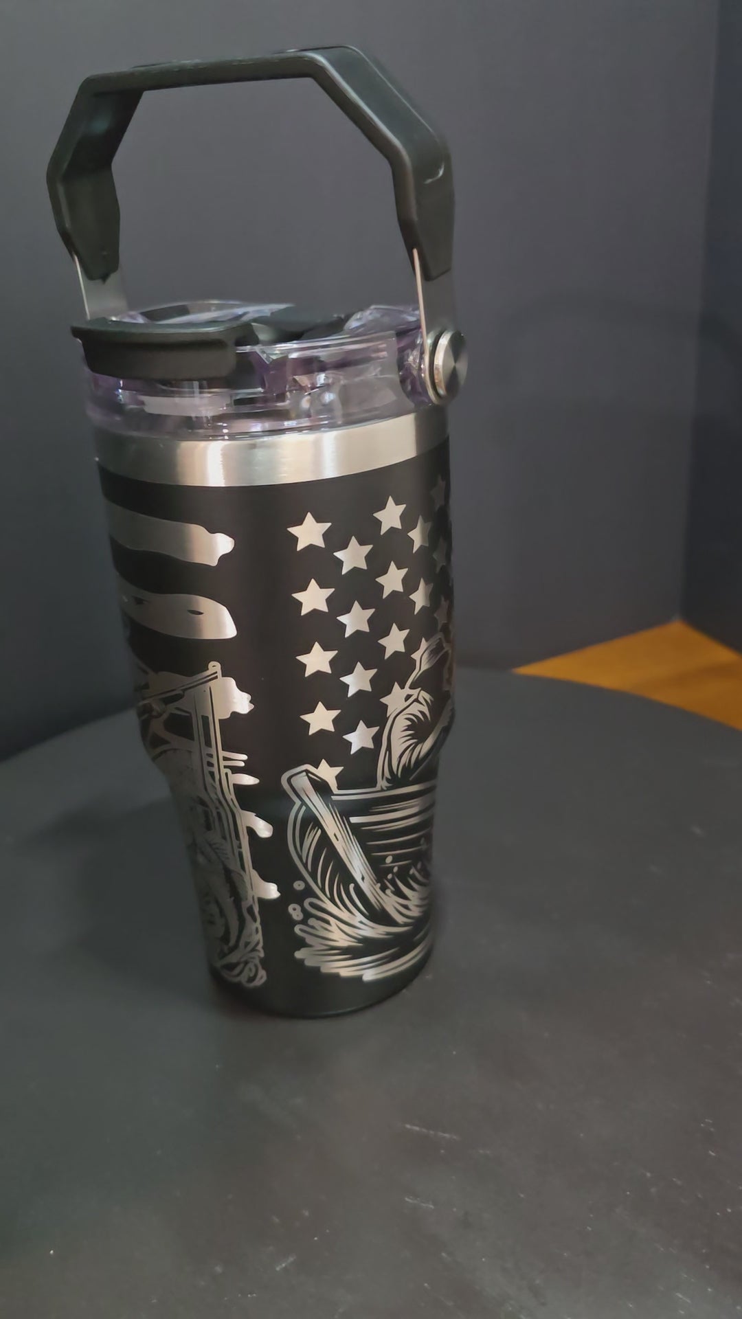 20oz Insulated Stainless Steel Tumbler – Laser-Engraved Hunting/Fishing Design, Double-Wall Vacuum Sealed, Powder-Coated Finish