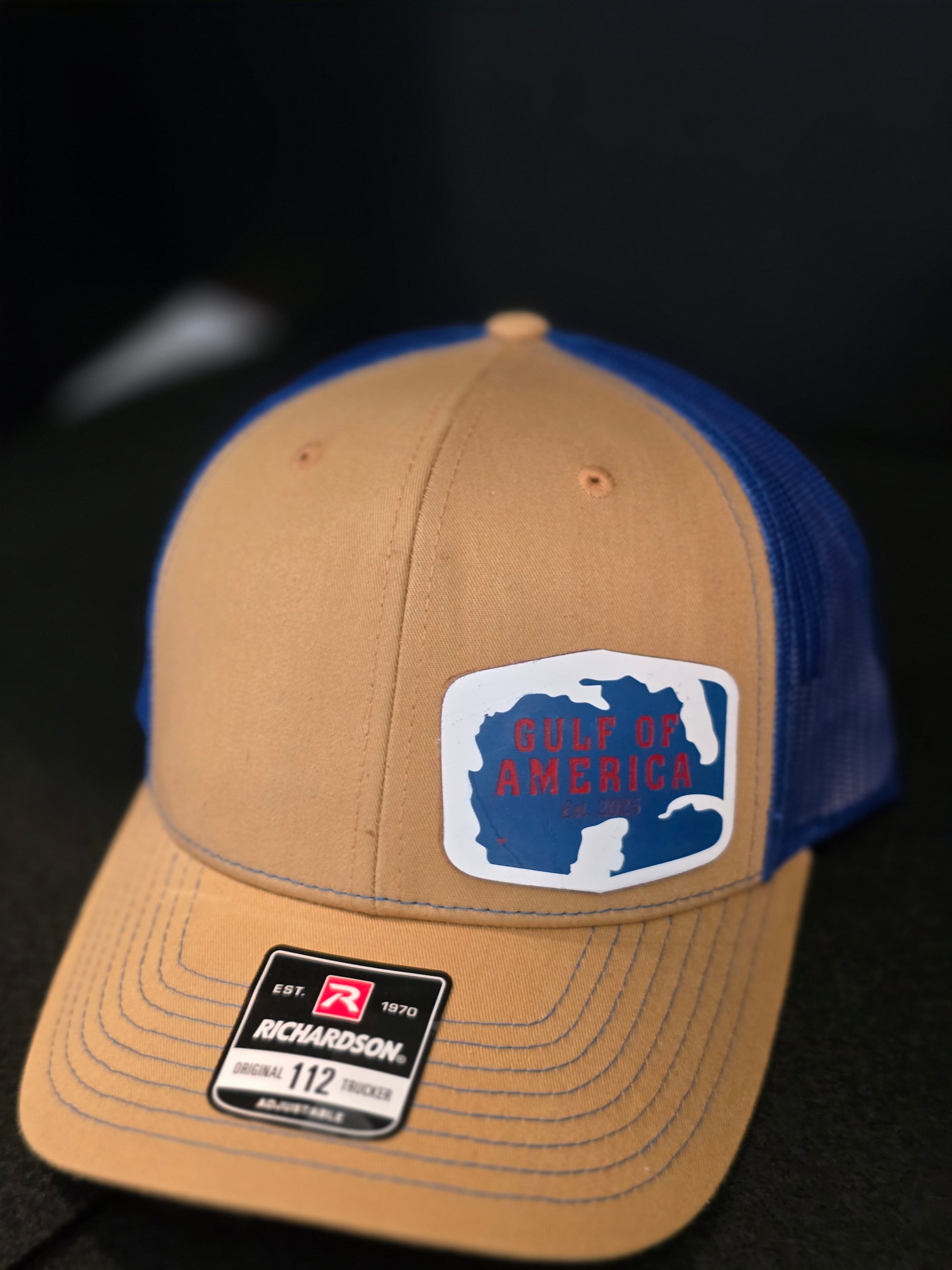 Richardson Gulf of America Acrylic Tri Color Trucker Hat OSFA Est 1970 Model 112 Adjustable Size