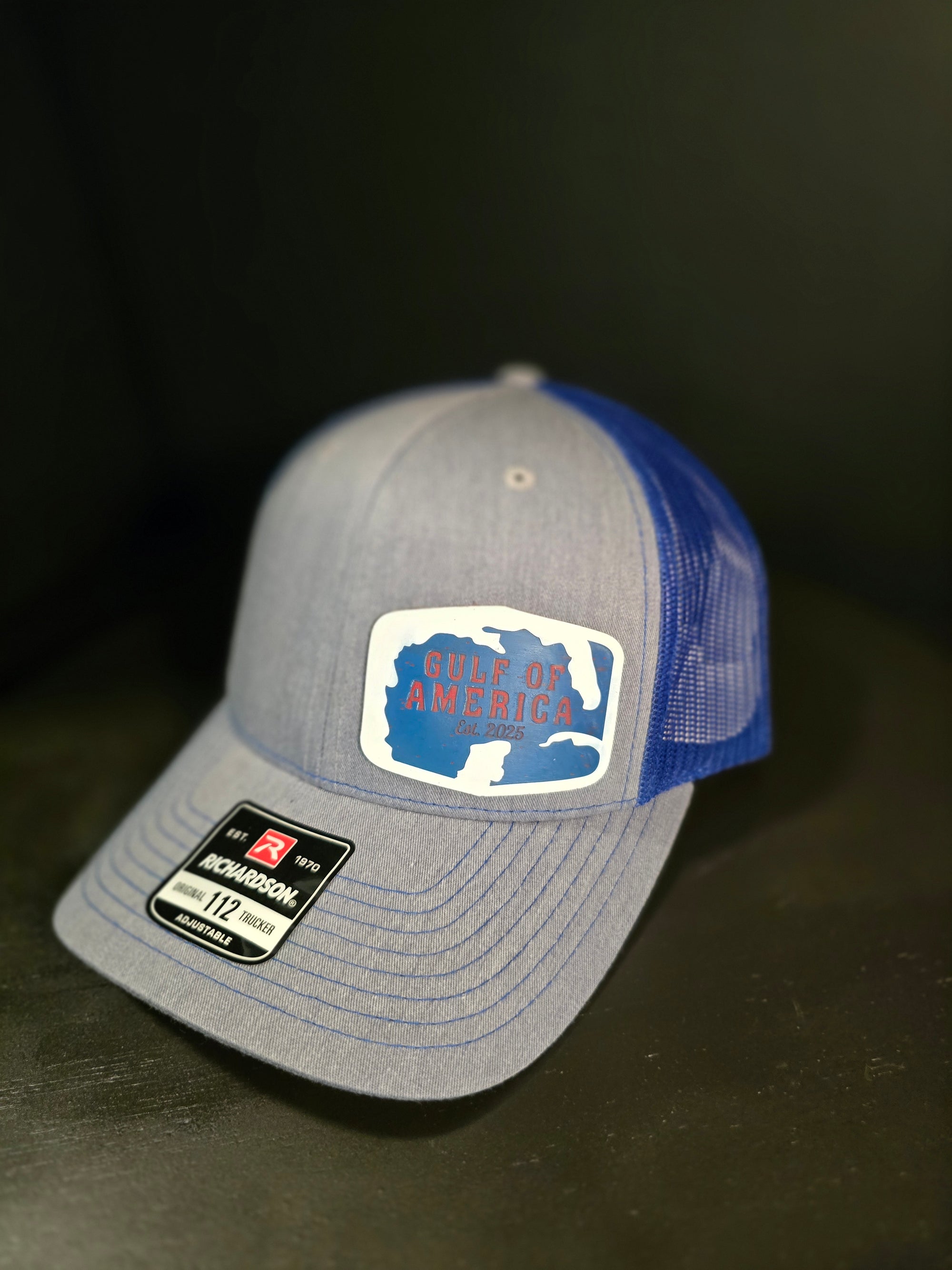 Richardson Gulf of America Acrylic Tri Color Trucker Hat OSFA Est 1970 Model 112 Adjustable Size