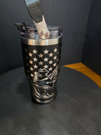 20oz Insulated Stainless Steel Tumbler – Laser-Engraved Hunting/Fishing Design, Double-Wall Vacuum Sealed, Powder-Coated Finish