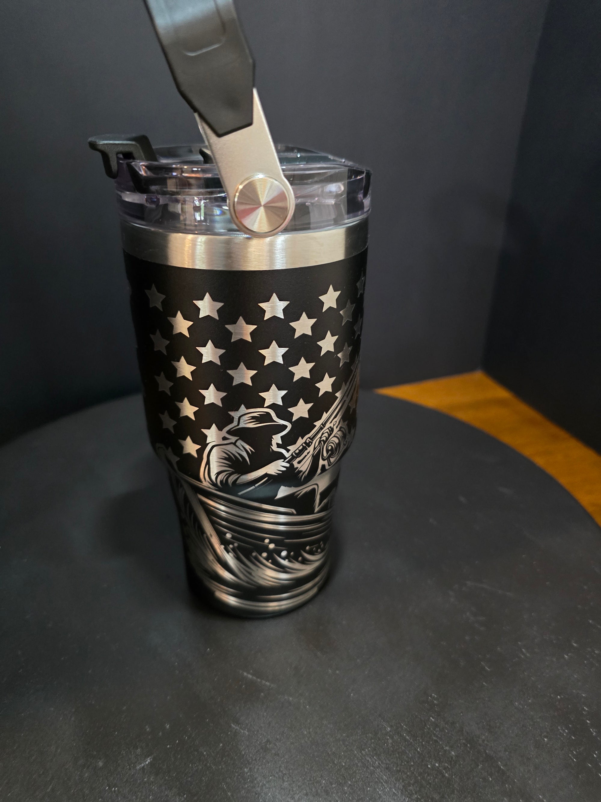 20oz Insulated Stainless Steel Tumbler – Laser-Engraved Hunting/Fishing Design, Double-Wall Vacuum Sealed, Powder-Coated Finish