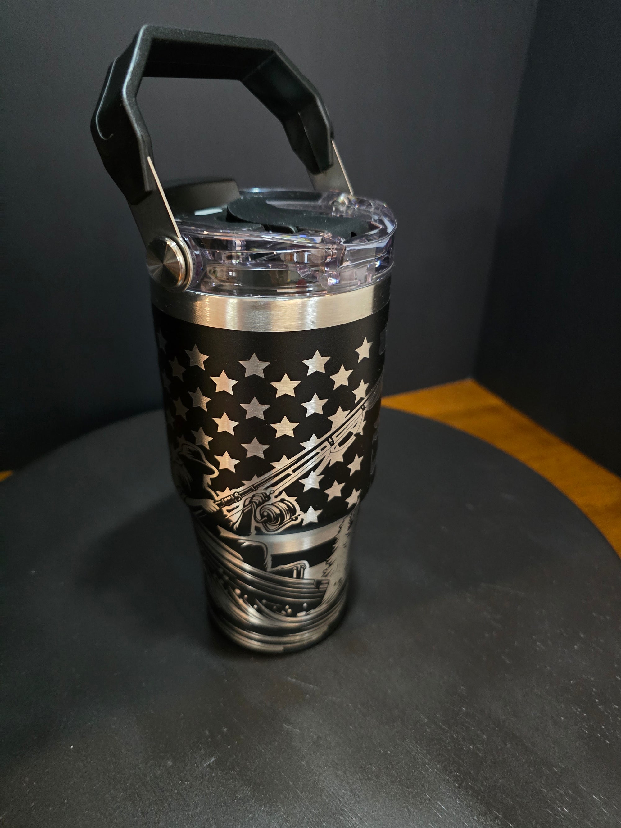 20oz Insulated Stainless Steel Tumbler – Laser-Engraved Hunting/Fishing Design, Double-Wall Vacuum Sealed, Powder-Coated Finish