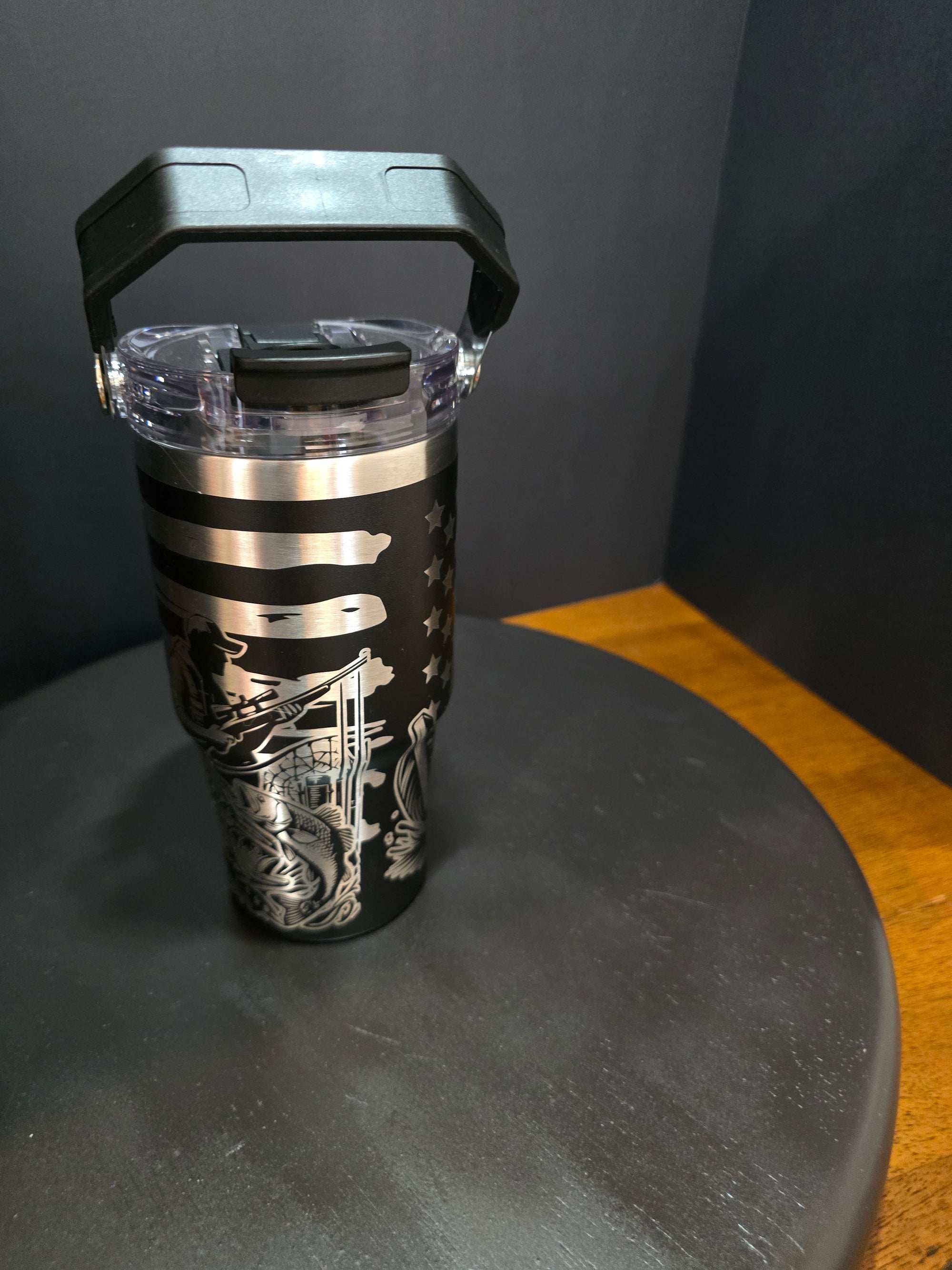 20oz Insulated Stainless Steel Tumbler – Laser-Engraved Hunting/Fishing Design, Double-Wall Vacuum Sealed, Powder-Coated Finish